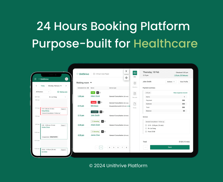 Previously published Unithrive clinic booking platform presentation
