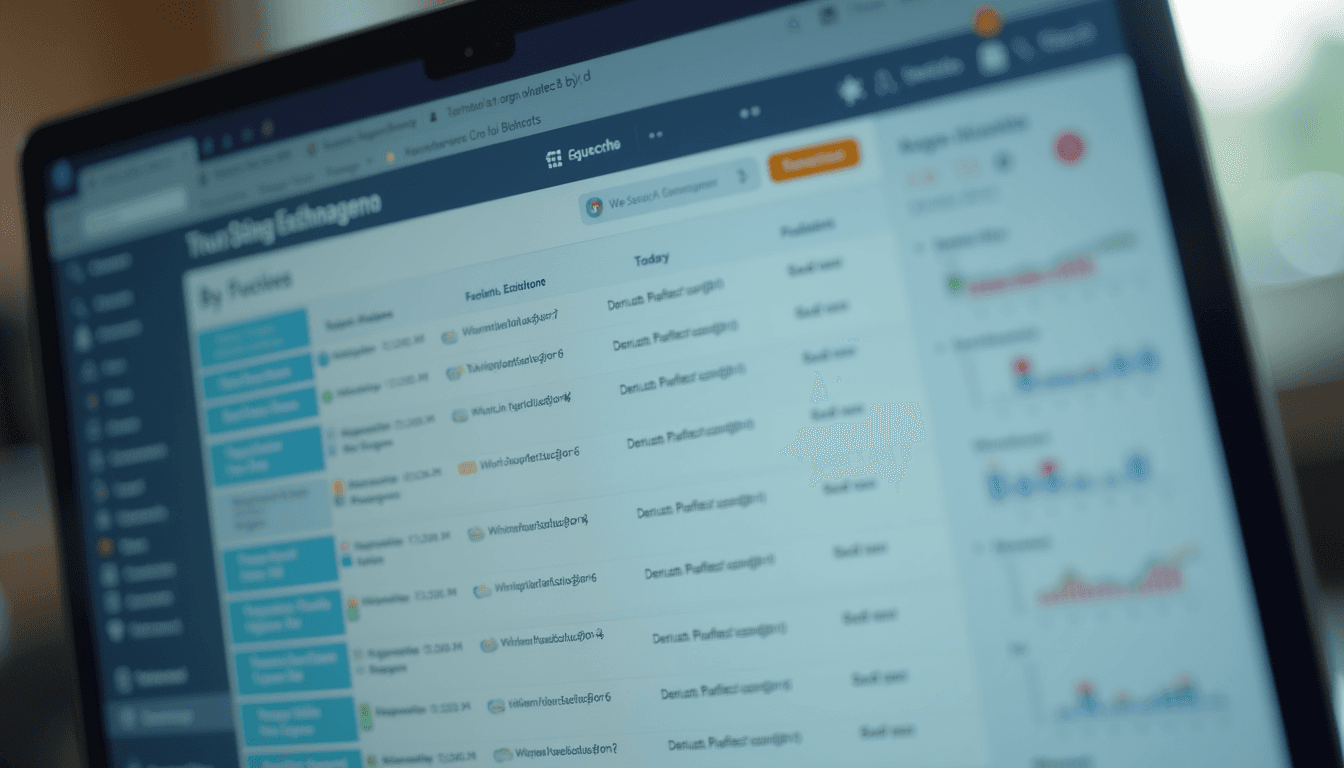 Close-up view of a digital dashboard showing project management software with tasks and deadlines