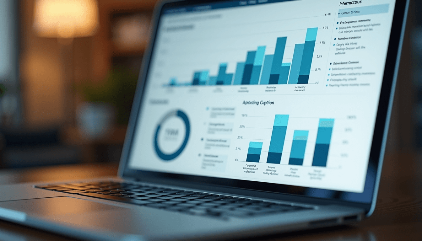 Close-up view of a laptop screen showing a B2B marketing automation dashboard